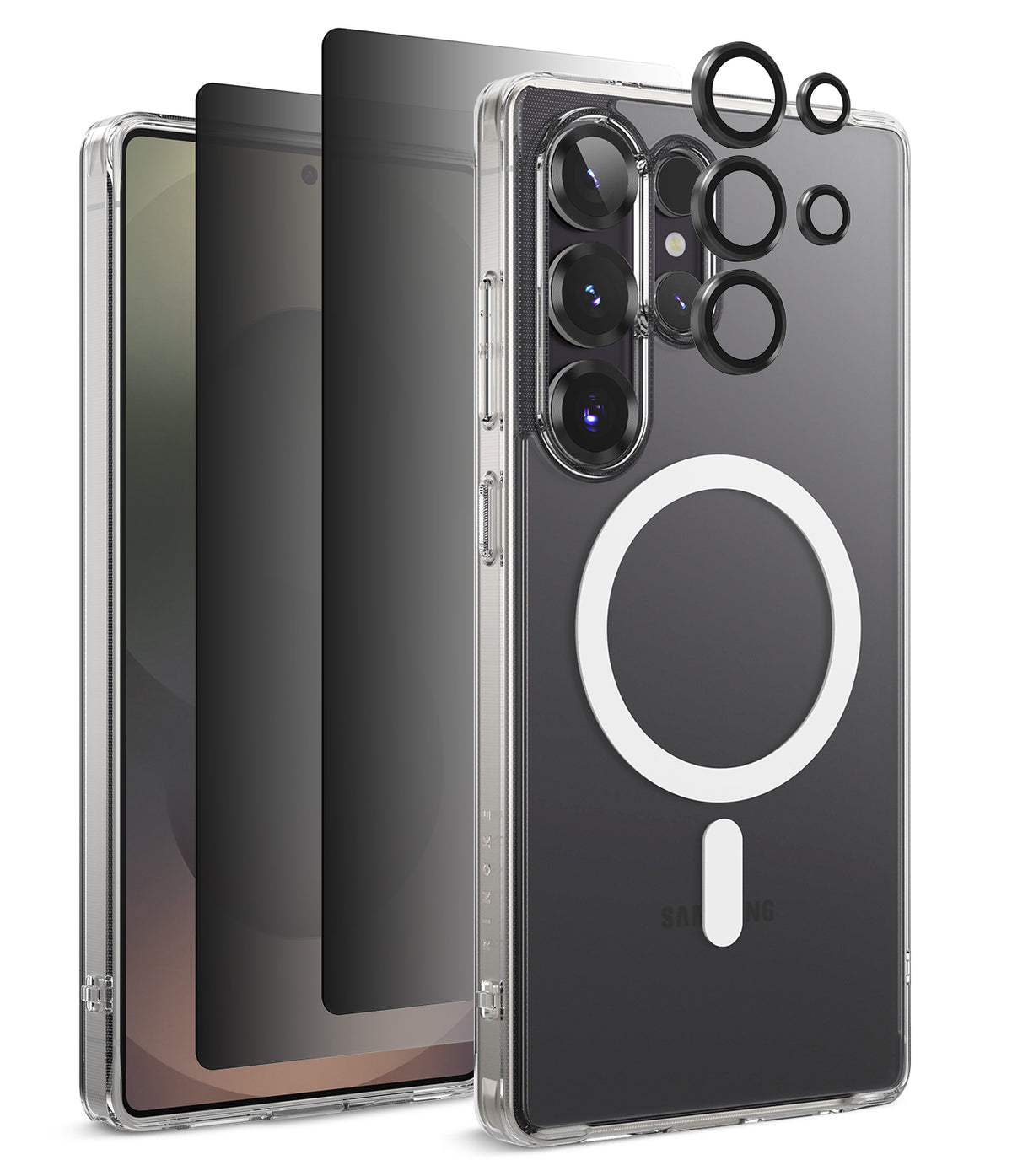 [Bundle] Galaxy S25 Ultra | Fusion Magnetic - Galaxy S25 Ultra | Fusion Magnetic - Clear magnetic phone case with lens protectors and screen film for Galaxy S25 Ultra.