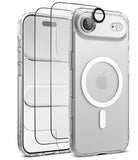 [Bundle] iPhone Air | Fusion Magnetic - Bundle iPhone Air | Fusion Magnetic - Clear phone case with MagSafe ring and two screen protectors floating in front.