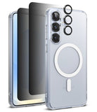 [Bundle] Galaxy S25 | Fusion Magnetic - Clear magnetic phone case with camera lens protectors and screen privacy filters.