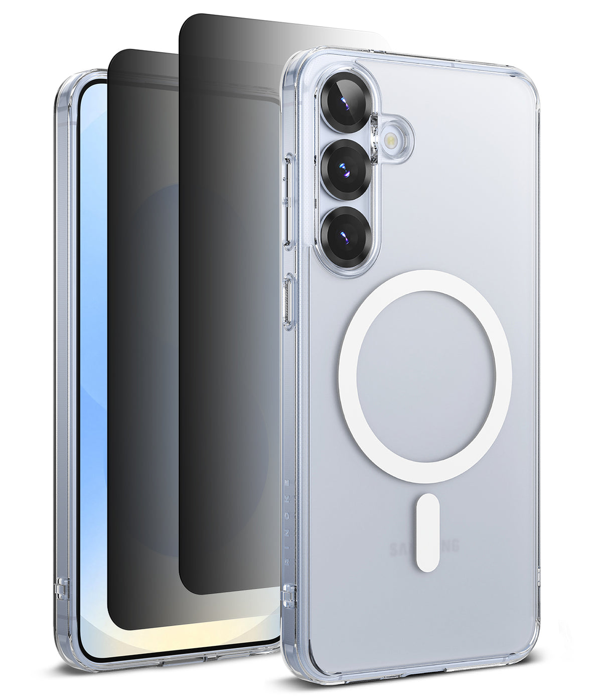 [Bundle] Galaxy S25 | Fusion Magnetic - Galaxy S25 | Fusion Magnetic - Clear magnetic phone case for Galaxy S25 with a white circular ring on the back.