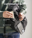 Finger Ring Strap [2 Pack] - Person holding a black phone by a finger ring strap attached to a backpack.