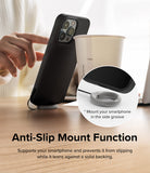 Finger Ring Strap [2 Pack] - A smartphone leaning against a cup, held in place by a grey ring strap acting as an anti-slip mount.