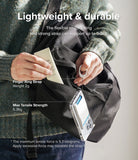 Finger Ring Strap [2 Pack] - Person holding a phone via a white silicone finger ring strap attached to a black backpack.
