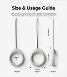 Finger Ring Strap [2 Pack] - Diagram showing front, back, and side dimensions of the silicone ring strap in millimeters.