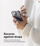 Finger Ring Strap [2 Pack] - Person holding a smartphone with a finger ring strap while holding a white mug.