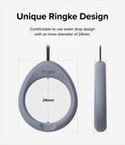 Finger Ring Strap [2 Pack] - Gray water-drop shaped finger ring with a 24mm inner diameter and attached black lanyard cord.