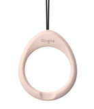 Finger Ring Strap [2 Pack] - A light pink, egg-shaped silicone finger ring with a black cord attached to the top.