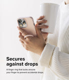 Finger Ring Strap [2 Pack] - Person holding a phone with a pink finger ring strap while holding a white coffee mug.