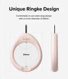 Finger Ring Strap [2 Pack] - Technical diagram of a beige, water-drop shaped finger ring with a 24mm inner diameter.