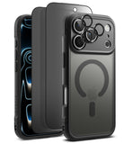 [Bundle] iPhone 17 Pro | Fusion Bold Magnetic Matte - Matte black phone case with MagSafe ring, screen protector, and lens covers.