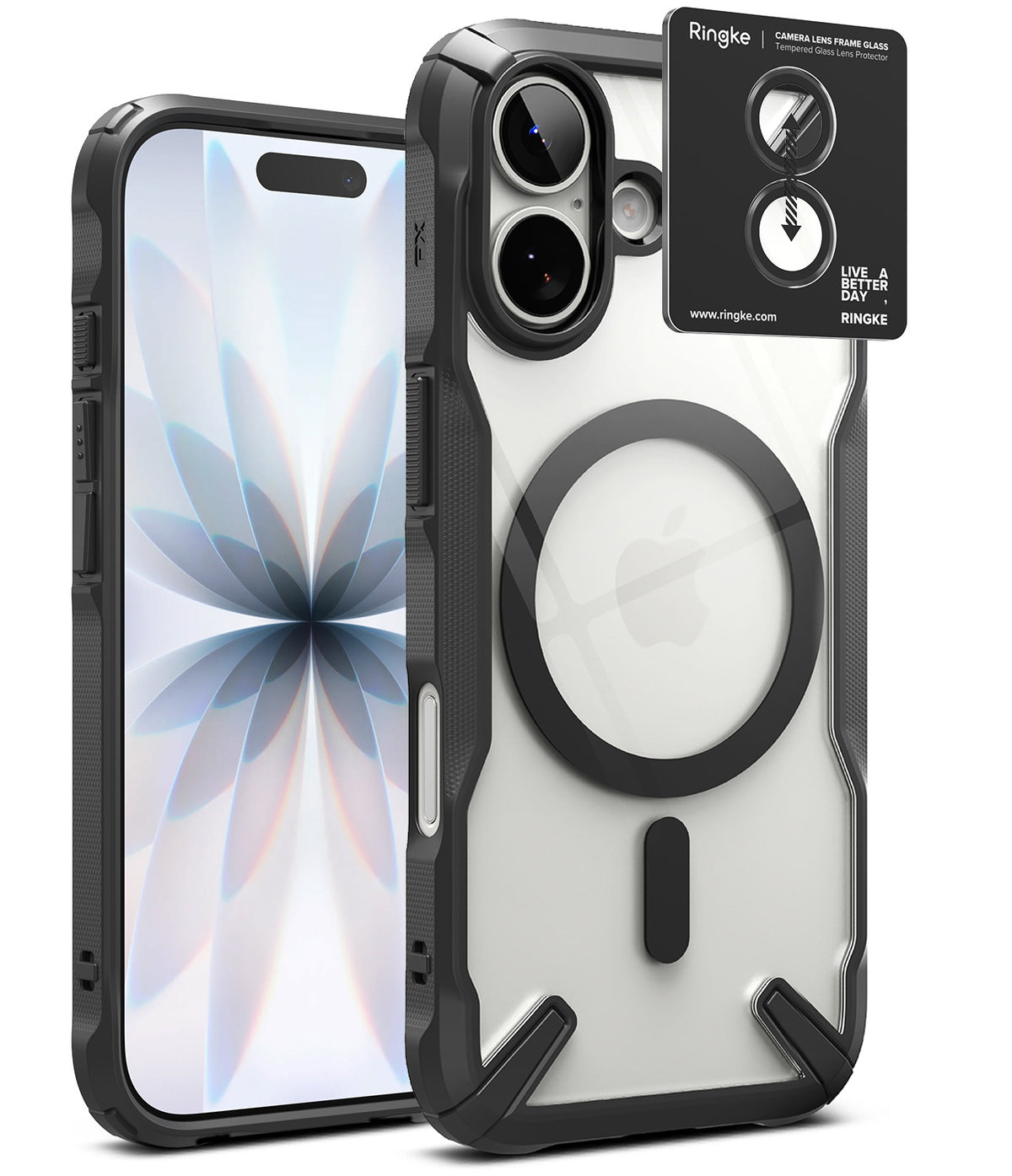 [Bundle] iPhone 17 | Fusion-X Magnetic - Clear iPhone case with black magnetic ring and camera lens protector packaging.