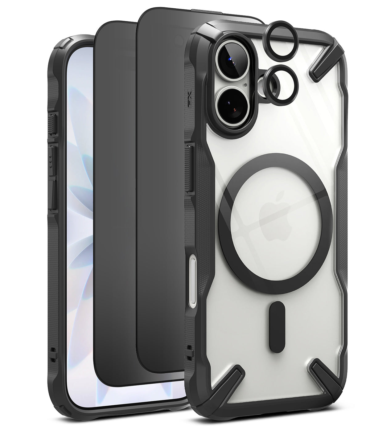 [Bundle] iPhone 17 | Fusion-X Magnetic - Clear protective case with black magnetic ring and camera lens covers.