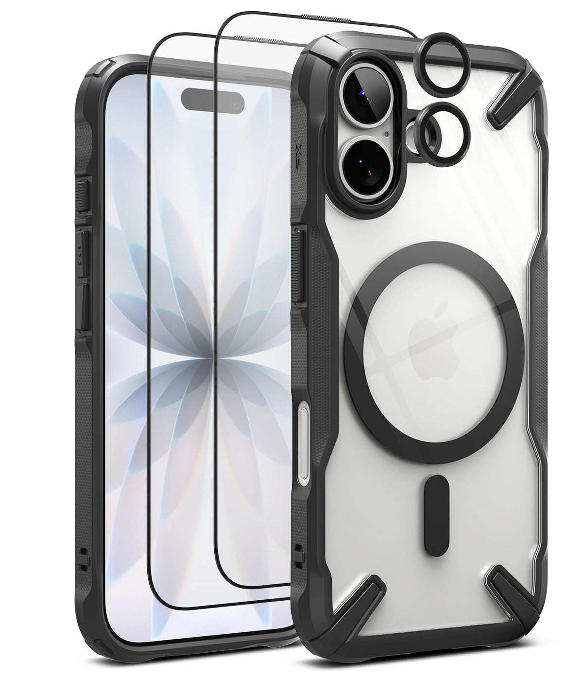 [Bundle] iPhone 17 | Fusion-X Magnetic - Clear phone case with black magnetic ring and camera lens protectors.