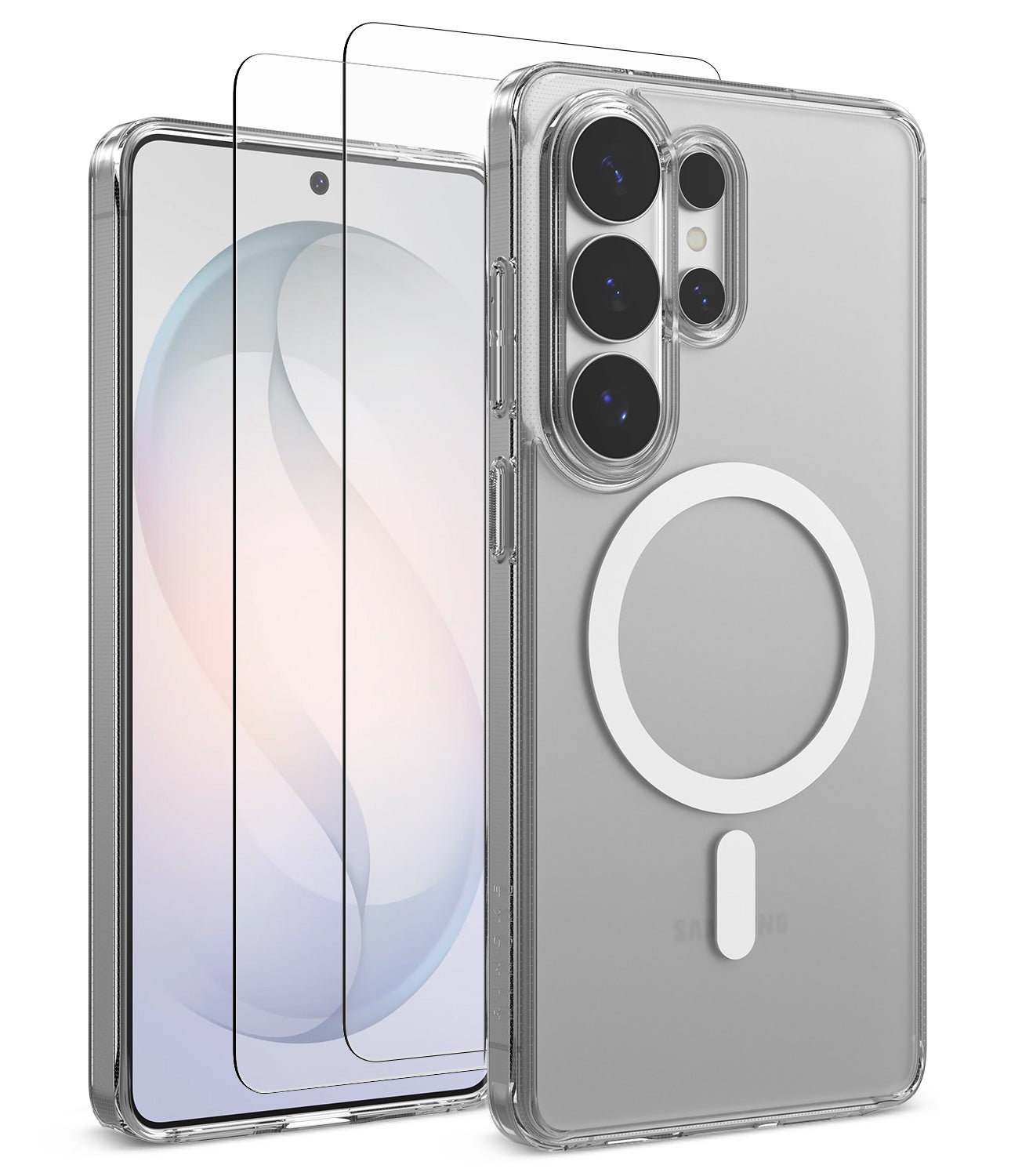 [Bundle] Galaxy S26 Ultra | Fusion Magnetic - Galaxy S26 Ultra | Fusion Magnetic - Clear phone case with magnetic ring and two screen protectors for Galaxy S26 Ultra.