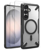 [Bundle] Galaxy S26 | Fusion-X Magnetic - Galaxy S26 with a clear, black-rimmed magnetic case and screen protector.