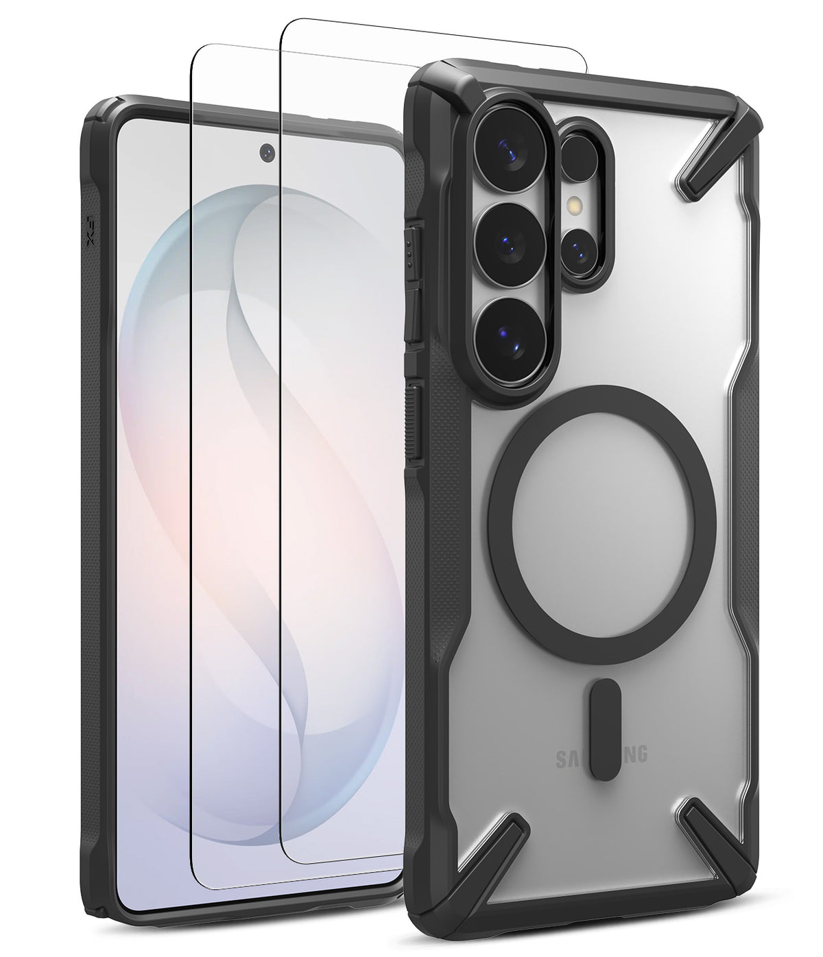 [Bundle] Galaxy S26 Ultra | Fusion-X Magnetic - Clear phone case with black magnetic ring and screen protector.