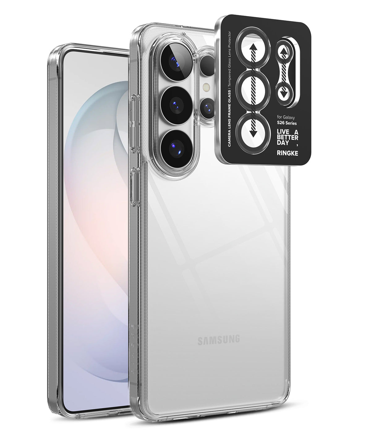 [Bundle] Galaxy S26 Ultra | Fusion - Clear phone case for Galaxy S26 Ultra with a separate black camera lens protector frame.