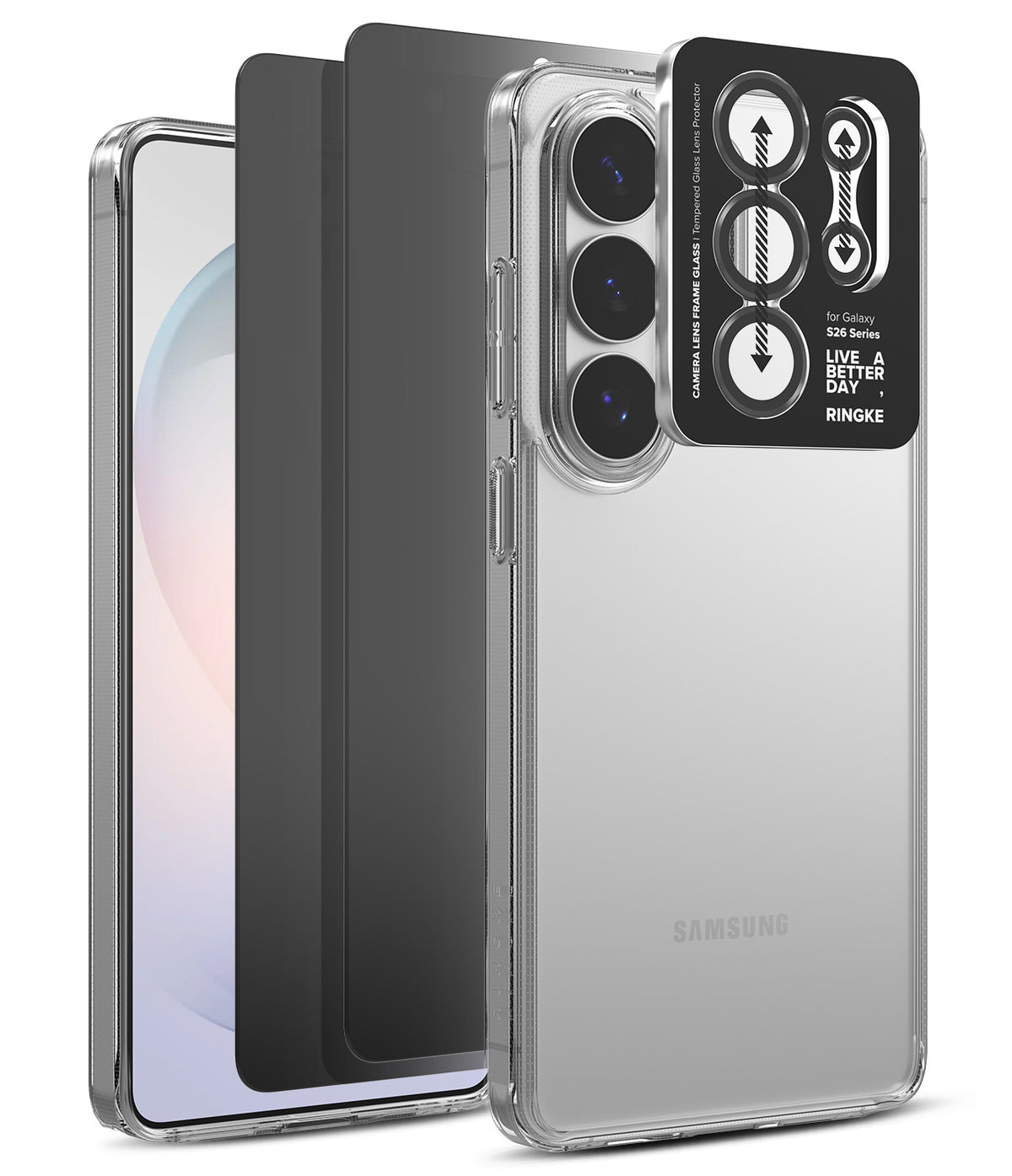 [Bundle] Galaxy S26 Ultra | Fusion - Clear phone case with a black camera lens protector applied to a Galaxy S26 Ultra.