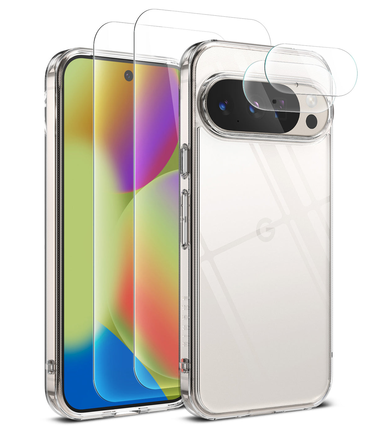 [Bundle] Google Pixel 10 Pro XL Case | Fusion - Google Pixel 10 Pro XL Case | Fusion - Clear phone case with screen and camera lens protectors floating above.