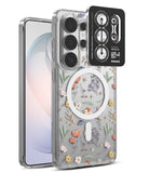 [Bundle] Galaxy S26 Ultra | Fusion Design Magnetic - Clear floral phone case with magnetic ring and camera lens protector.