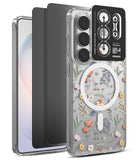 [Bundle] Galaxy S26 Ultra | Fusion Design Magnetic - Galaxy S26 Ultra | Fusion Design Magnetic - Floral clear phone case with magnetic ring and black camera lens protector.