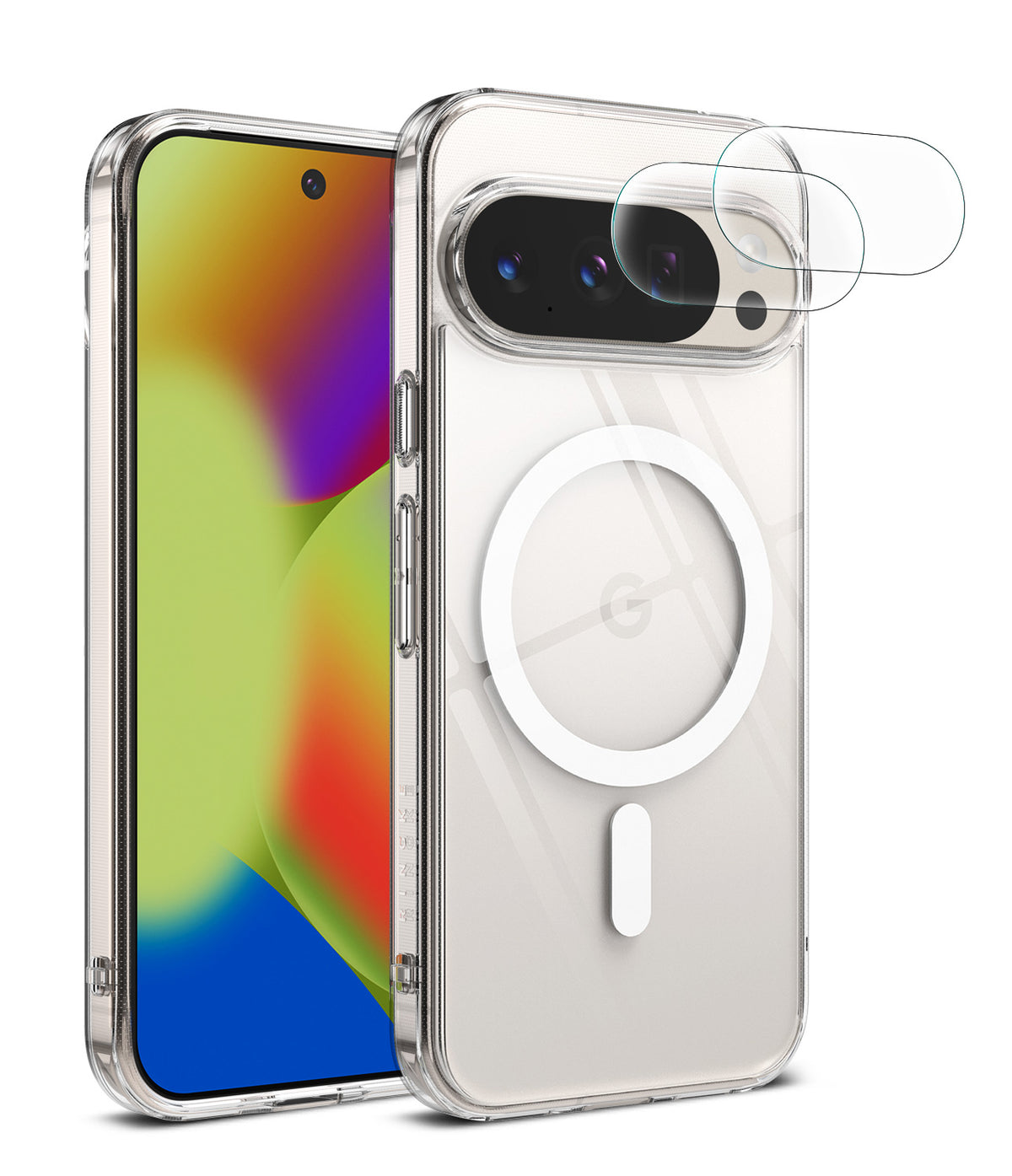 [Bundle] Google Pixel 10 Pro XL Case | Fusion Magnetic - Google Pixel 10 Pro XL Case | Fusion Magnetic - Clear magnetic phone case with camera lens protectors floating above.