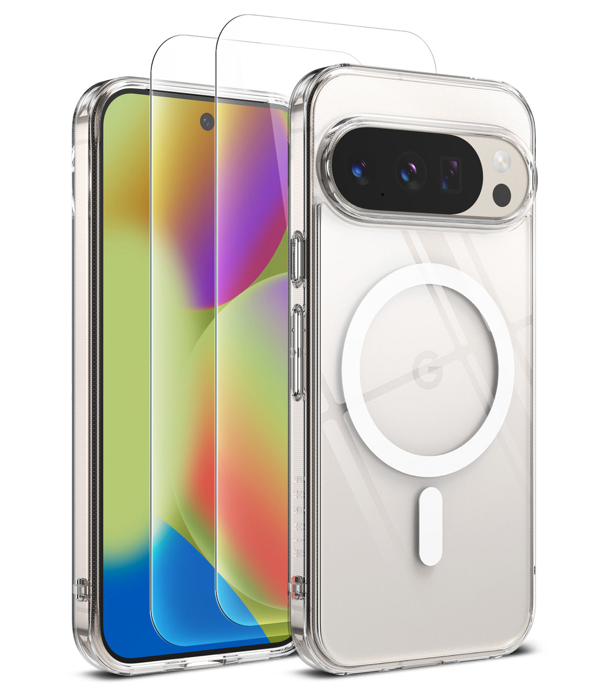 [Bundle] Google Pixel 10 Pro XL Case | Fusion Magnetic - Bundle - Google Pixel 10 Pro XL in a clear magnetic case with two screen protectors layered in front.
