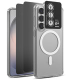 [Bundle] Galaxy S26 | Fusion Magnetic - Galaxy S26 | Fusion Magnetic - Clear phone case with magnetic ring and black camera lens protector being installed.