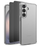 [Bundle] Galaxy S26 | Fusion - Galaxy S26 | Fusion - A clear phone case with two dark screen protectors layered behind a Samsung smartphone.