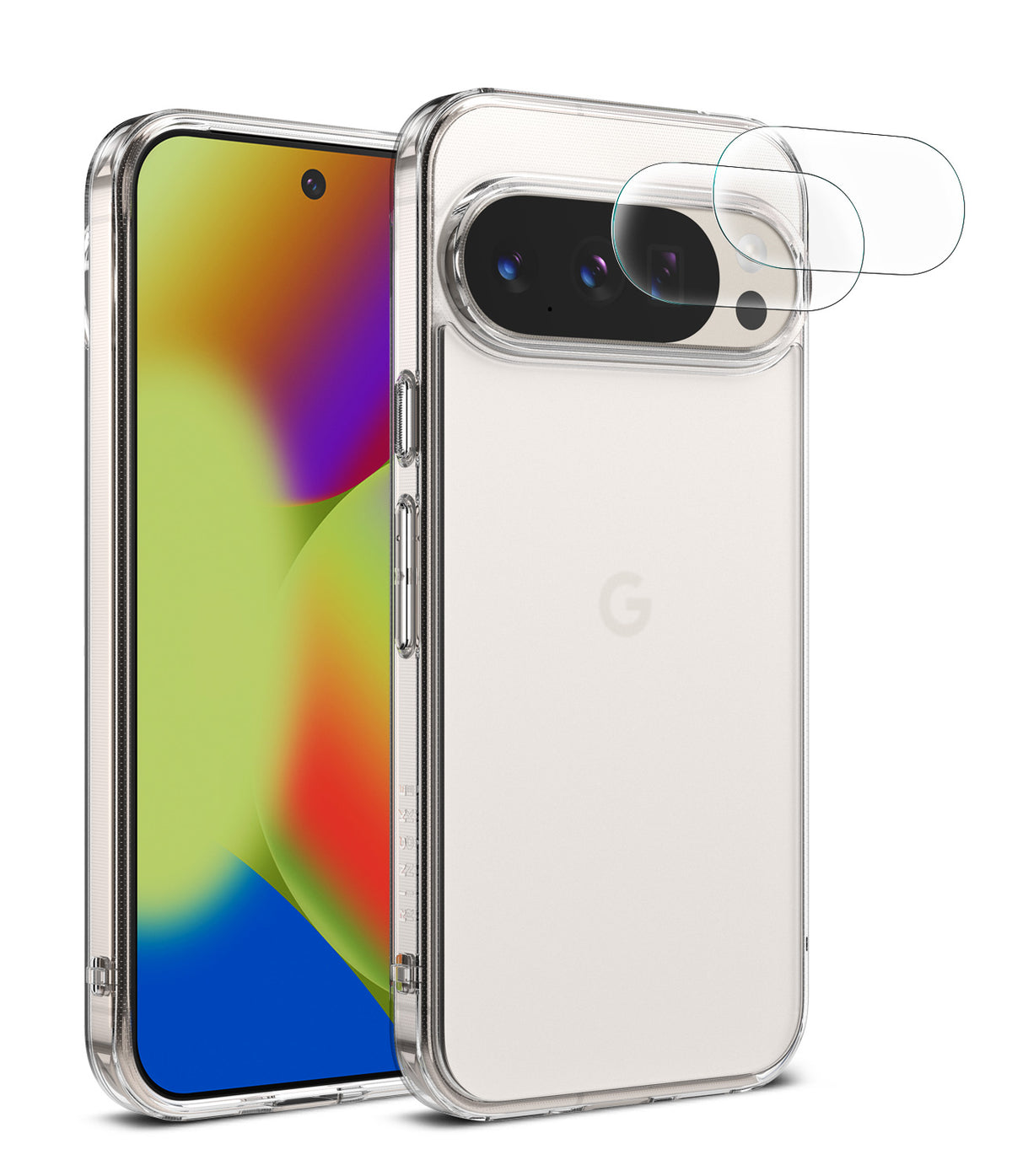 [Bundle] Google Pixel 10 Pro XL Case | Fusion Matte - Fusion Matte - Google Pixel 10 Pro XL in a clear matte case with two floating glass camera lens protectors.