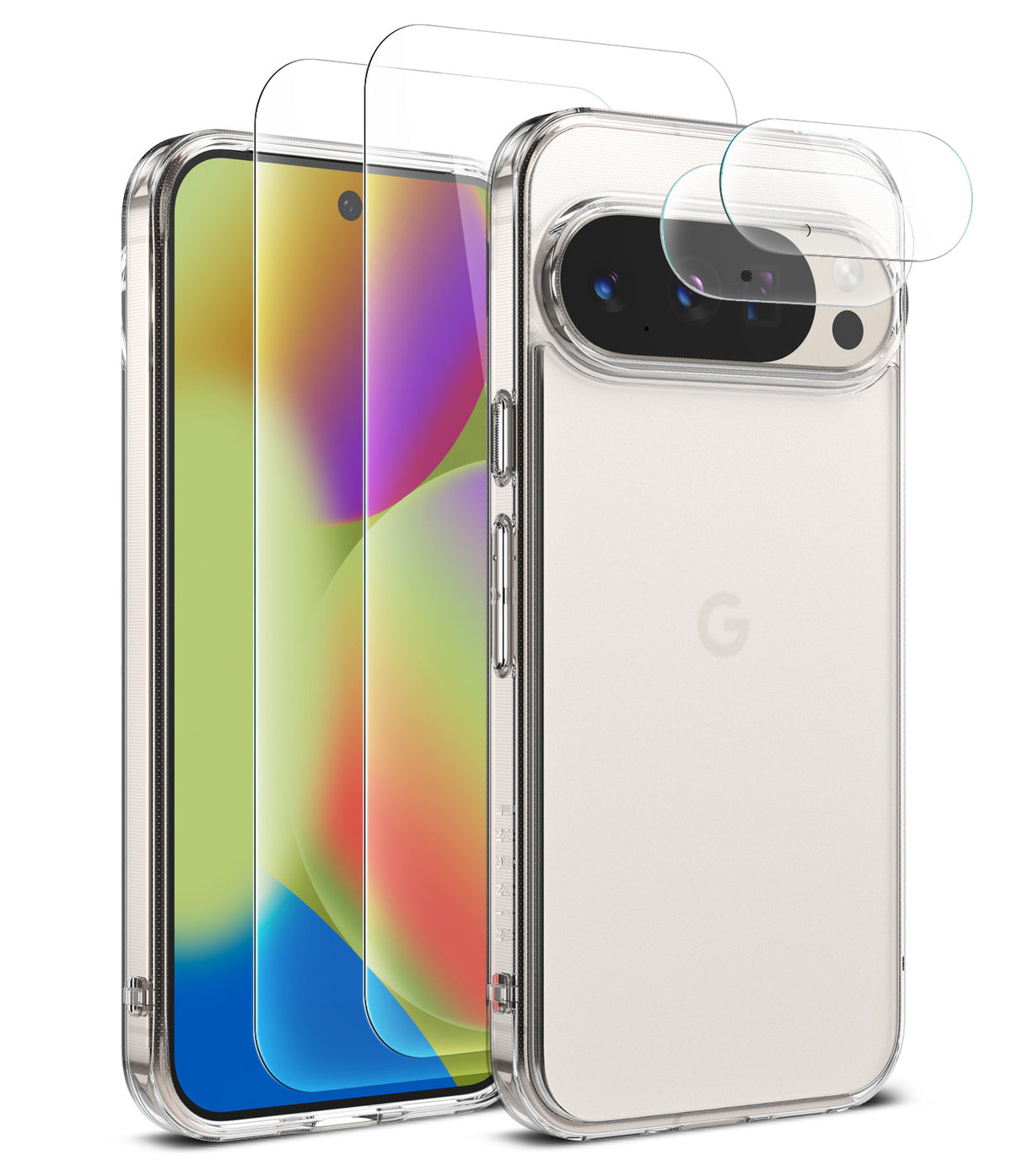[Bundle] Google Pixel 10 Pro XL Case | Fusion Matte - Google Pixel 10 Pro XL Case | Fusion Matte - Clear phone case with screen and camera lens protectors floating above.