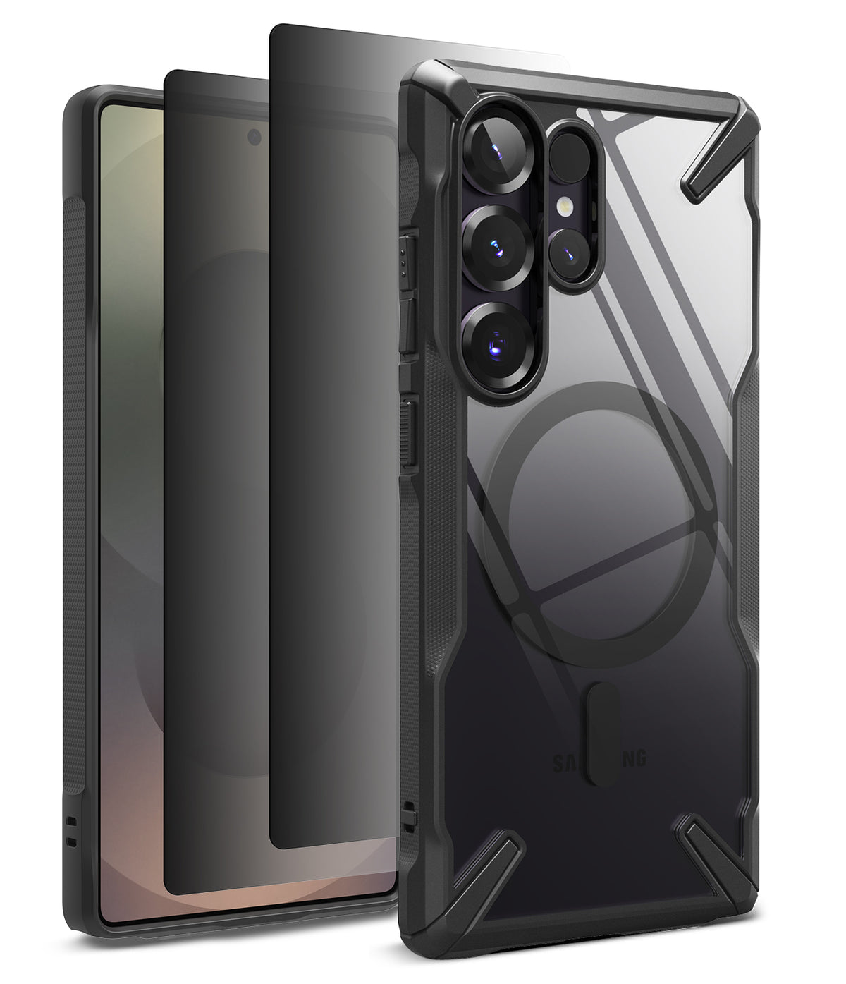 [Bundle] Galaxy S25 Ultra | Fusion-X Magnetic - Galaxy S25 Ultra with a clear, black-framed magnetic protective case.