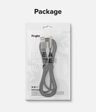 Ringke Fast Charging Basic Cable USB-A to USB-C - A coiled USB-A to USB-C cable inside a branded eco-friendly plastic pouch.
