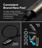 Ringke Fast Charging Basic Cable USB-A to USB-C - Braided cable showing flexible structure and 3000+ bend test durability.