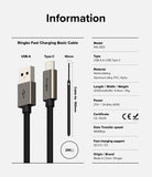 Ringke Fast Charging Basic Cable USB-A to USB-C - Technical specifications and diagram of USB-A to USB-C cable features.