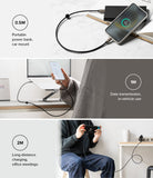 Ringke Fast Charging Basic Cable USB-C to USB-C - Three panels showing 0.5m, 1m, and 2m cable lengths for various devices.