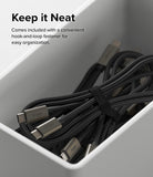 Ringke Fast Charging Basic Cable USB-C to USB-C - Braided black USB-C cables coiled and secured with a hook-and-loop strap.