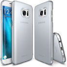 Galaxy S7 Edge Case | Slim - Three views of a translucent frost gray slim phone case on a Galaxy S7 Edge smartphone.