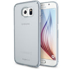 Galaxy S6 Case | Slim - A translucent frost gray slim protective case on a white Samsung Galaxy S6 smartphone.