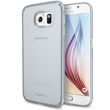 Galaxy S6 Case | Slim - A translucent frost gray slim protective case on a white Samsung Galaxy S6 smartphone.