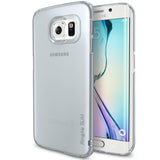 Galaxy S6 Edge [Slim] - A frosted, translucent slim case on a white Samsung Galaxy S6 Edge smartphone.
