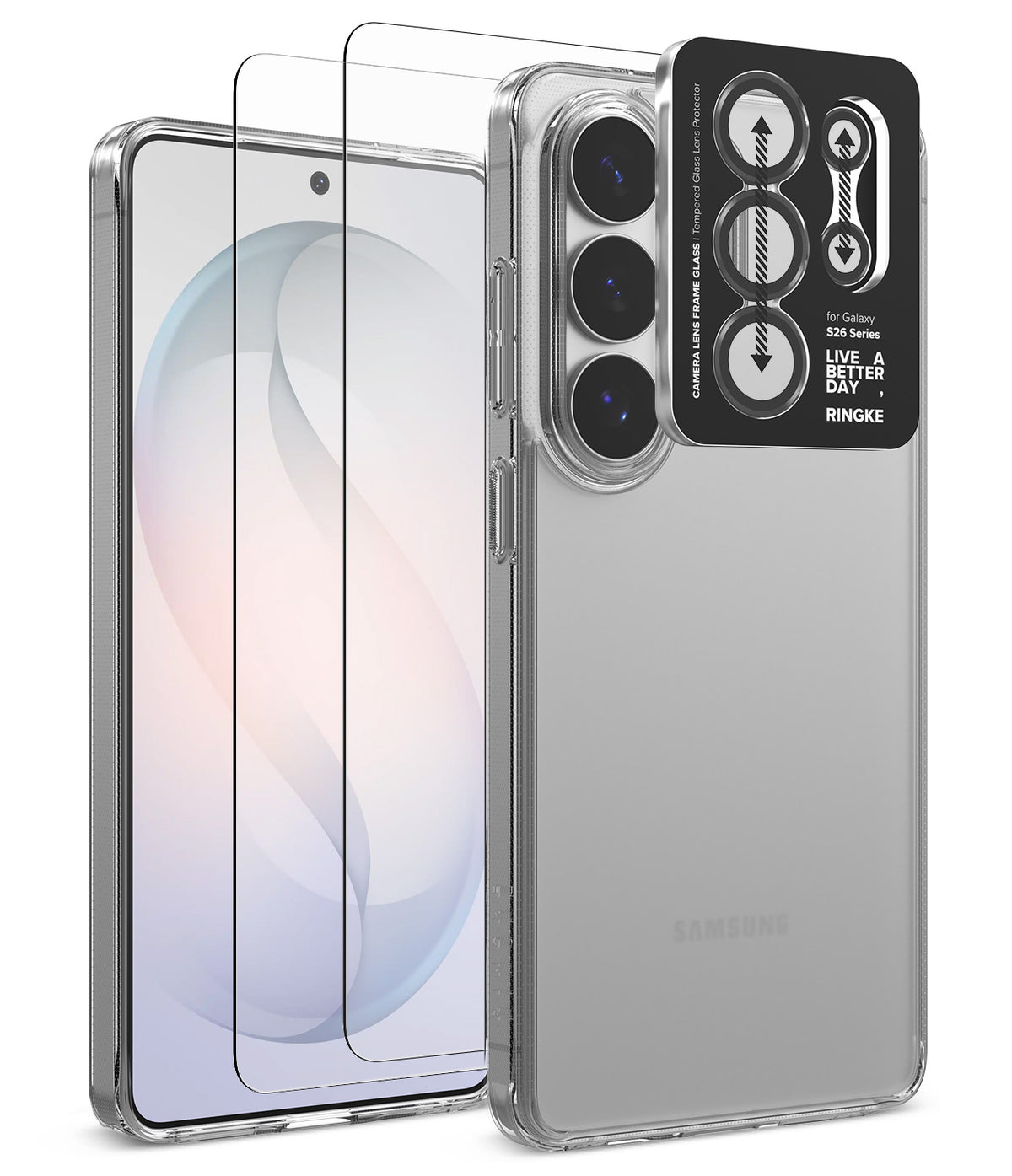 [Bundle] Galaxy S26 Ultra | Fusion - Clear phone case and camera lens protector for Galaxy S26 Ultra on a white background.