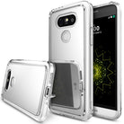 LG G5 | Mirror - Clear protective phone case on an LG G5, showing front, back, and side views with a reflective finish.
