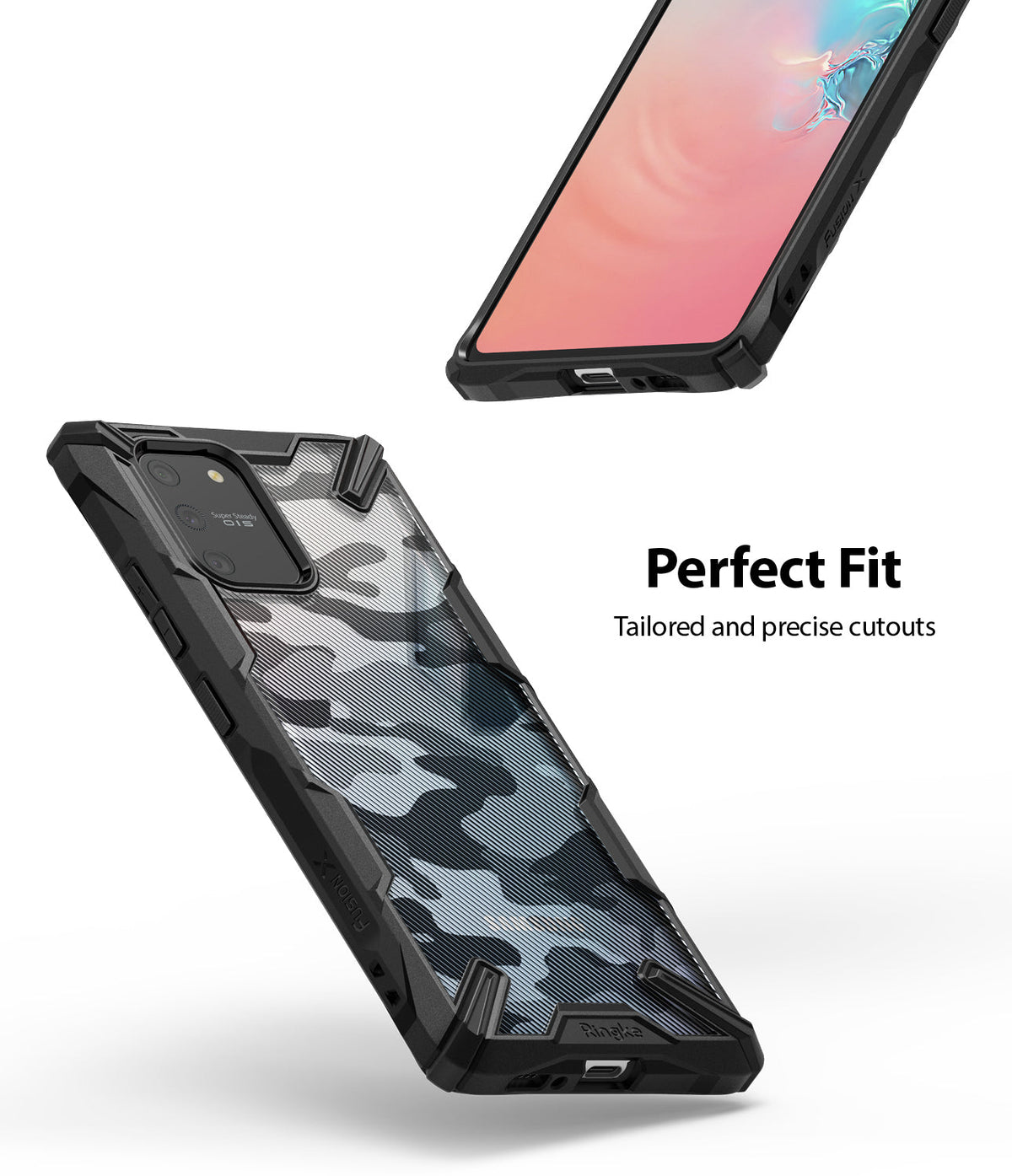 Galaxy S10 Lite Case | Fusion-X - Camouflage phone case with black frame and precise cutouts for Galaxy S10 Lite.