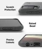 Galaxy A12 / A02 Case | Onyx - Close-ups showing scratch protection, raised screen bezel, and precise port cutouts.