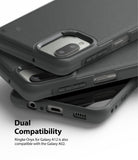Galaxy A12 / A02 Case | Onyx - Stacked matte black phone cases showing camera cutouts, side buttons, and Ringke branding.
