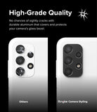 Galaxy A13 4G(LTE) | Camera Styling - Comparison of a cracked phone camera lens versus one protected by a Ringke aluminum cover.