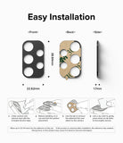 Galaxy A13 4G(LTE) | Camera Styling - Installation guide showing camera lens protector dimensions and four steps.