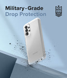 Galaxy A13 4G (LTE) Case | Fusion - Clear phone case on a Samsung Galaxy A13 with military-grade drop protection text and badge.