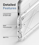 Galaxy A13 4G (LTE) Case | Fusion - Close-up of clear phone case highlighting lanyard holes, polycarbonate back, and TPU frame.